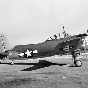 Curtiss_SC-1_Seahawk_on_wheels_parked_1945