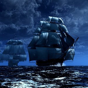 three_ships_sky_noght_ocean_