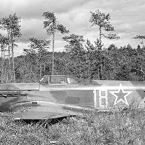 A crashed Russian Yak fighter in Sptember 1944