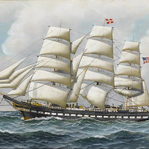 Antonio_Jacobsen_-_The_American_full-rigger_Jeremiah_Thompson_at_sea