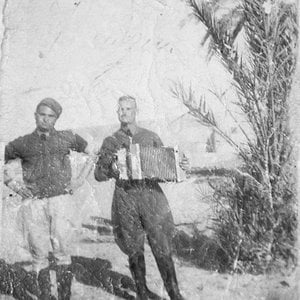 Giuseppe Torcasio: Playing a button accordion WWII North Africa