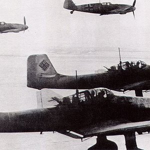 Bf-109Fs escorting Ju-87Ds over Russia,1942