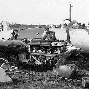 A shot down and crashed Petlyakov Pe-2