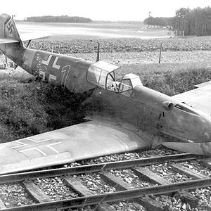 A crashed Bf 109D "Black 1"