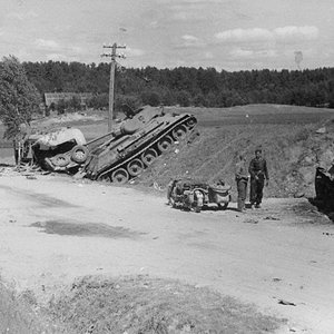 Damaged and abandoned  T-34 tanks ,  1941 (1)