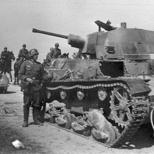 A Polish 7TP light tank damaged and captured in 1939