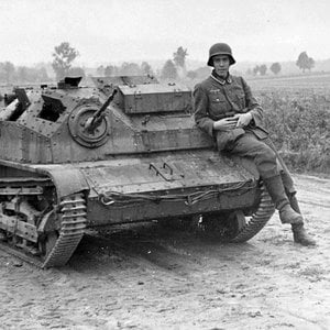 An abandoned Polish scout tankette TKS,  September 1939