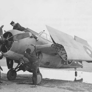 A  damaged  Martlet Mk.II of the FAA