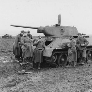 T-34/76 damaged and captured by Germans.