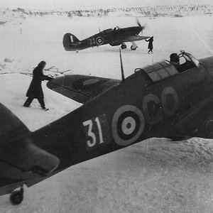 Hurricane MkII.b, RAF 151 Wing, no.134 Squadron, GO31, Z5236 & GV33, Z5159, Murmansk, USSR, 1941