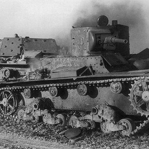 T-26 and KV-1  tanks  knocked out in 1941
