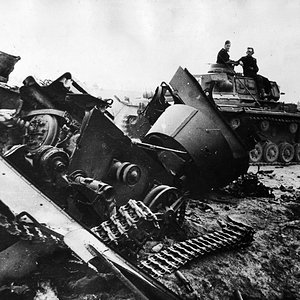 Panzer III and destroyed T-26, 1941