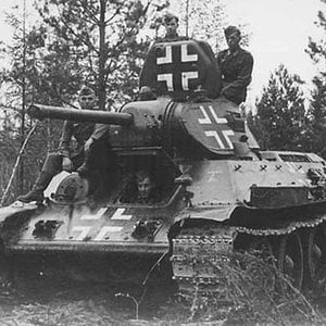 T-34/76, an early model captured and used by Germans
