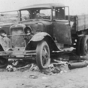 A soviet damaged GAZ AA truck , 1941/42