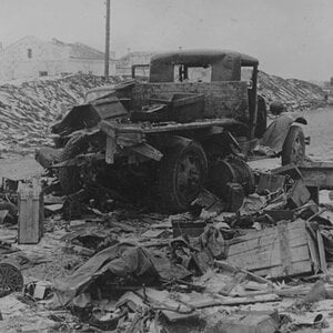 A GAZ AA truck destroyed in 1941