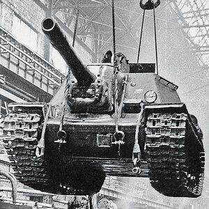 SU-152 at the Kirov factory, Chelyabinsk, 1943