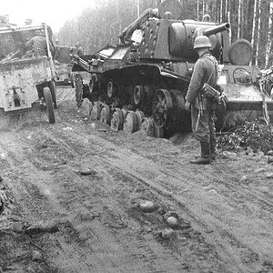 KV-1 heavy tank knocked out in Russia