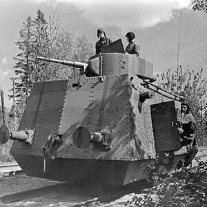 A soviet armored railcar BTD with the T-26 turret