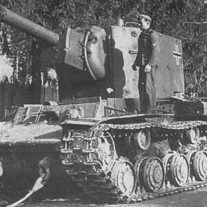 A captured KV-2 heavy tank used by Germans