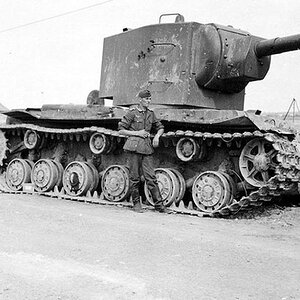 A damaged KV-2 heavy tank, 1941
