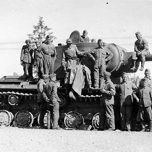 KV-2 soviet heavy tank damaged and captured  in 1941