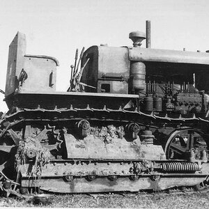 An abandoned tractor S-65 Stalinetz, 1941