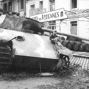 A knocked out  Pz.Kpfw. V Pather, Ardennes