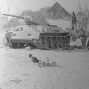 A damaged T-34 tank, 1941