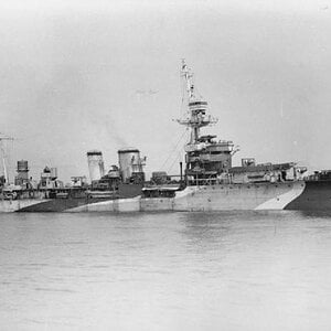 HMS Danae, the Royal Navy D-class light cruiser, 1944