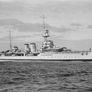 HMS Danae, the Royal Navy D-class light cruiser, 1937
