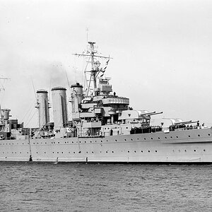 HMAS Australia heavy cruiser, the post-war image, 1953