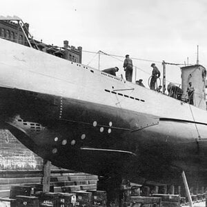 German uboot U-2 type IIA at a shipyard