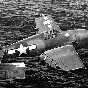 Grumman F6F-3 Hellcat 'White 21", VF-15, the hangar deck catapult, USS Hornet (CV-12), 1944 (2)