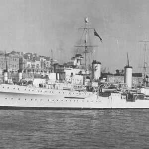 HMS Apollo (later HMAS Hobart (D63)) light cruiser, Malta 1938 (2)
