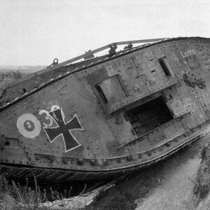 The Mark IV female tank captured and used by Germans named "Lotte", 1917 (1)