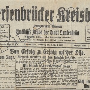 Bersenbrücker Kreisblatt vom April 1918