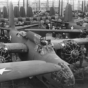 Douglas A20 Havoc at assembling lines, the Douglas plant in Santa Monica, California