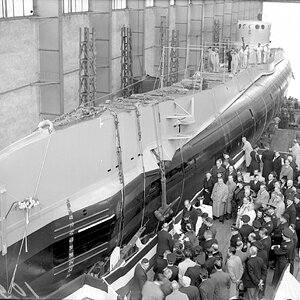 ORP Sęp ready for launching in  1938.