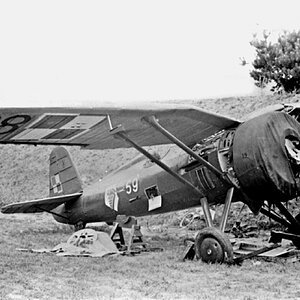 An abandoned PZL P-11c  of the 141st FS at the Toruń airfield, 1939