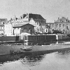 ORP Orzeł at Vlissingen harbour during the immersion trials, 1938.