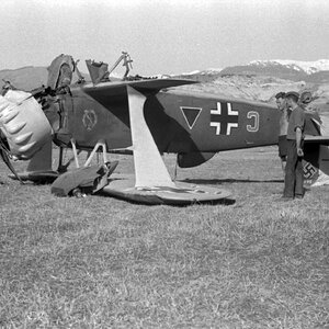 a crashed Henschel Hs-123 10./LG2, Greek/Bulgarian border, April1941
