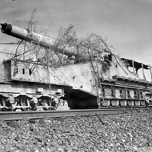 A captured German 270 mm railway gun (Schneider Model 1918 ) at La Coucourde, September 4, 1944