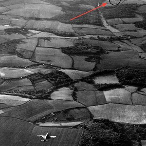 A Hawker Tempest  pilot pursues a German V-1 flying bomb over England (1)