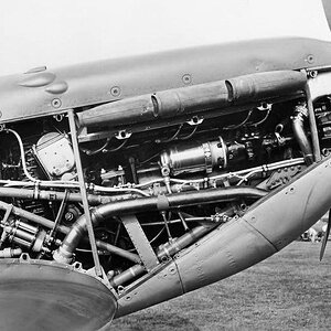 Supermarine Spitfire Mk.IIa P7508, RR Merlin IX compartment, starboard.