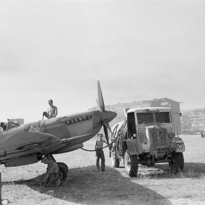 Spitfire HF Mk.VIII of No. 92 Squadron RAF, refueling at Grottaglie, Italy