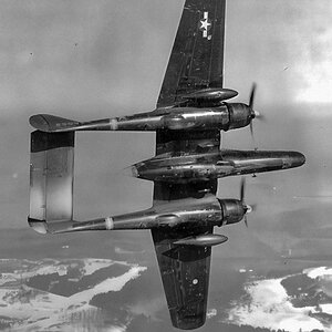 Northrop P-61 Black Widow in flight, bottom view