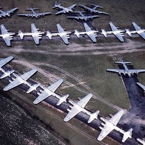 B-17s form 8th, AF on the ground to depart England for Germany