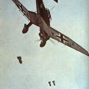 Ju-87 releases its load.