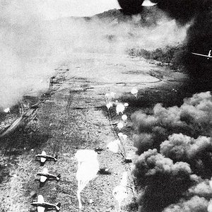 B-25 attacking japanese airbase