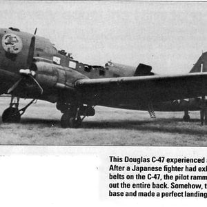 C47 Dakota after rammed by Japanese fighter